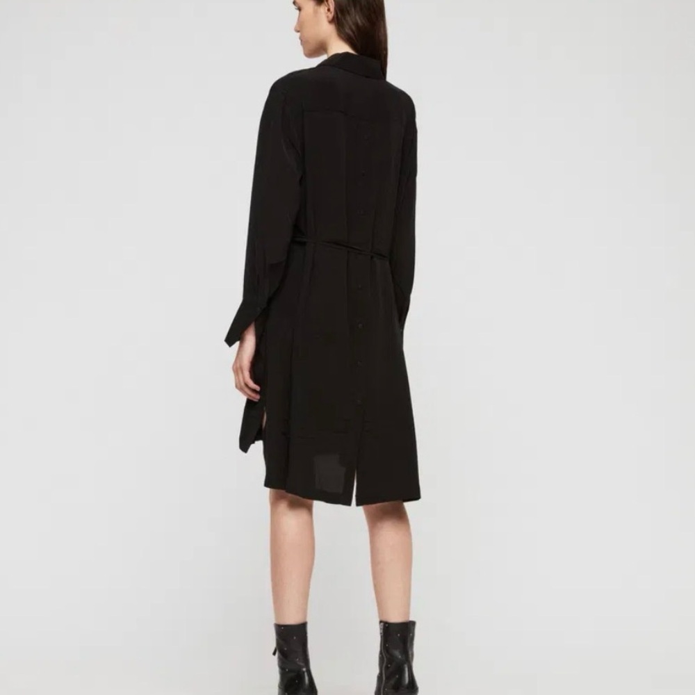 ALLSAINTS Black Anya Long Sleeve Button Down Dress - Picture 3 of 16